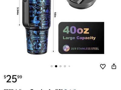 Harry Potter Magic Laser 40oz Tumbler with Handle and Straw