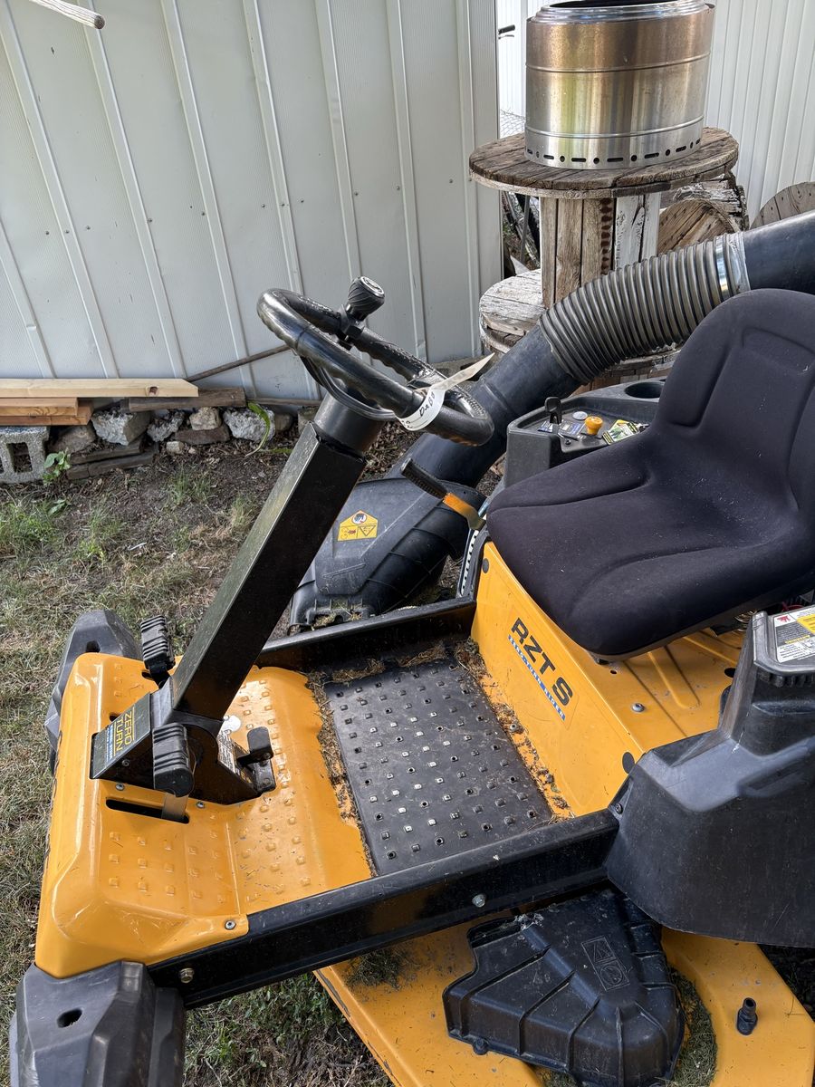 Cub Cadet RZT S Zero-Turn Riding Mower with Steering Wheel and Bagger Attachment