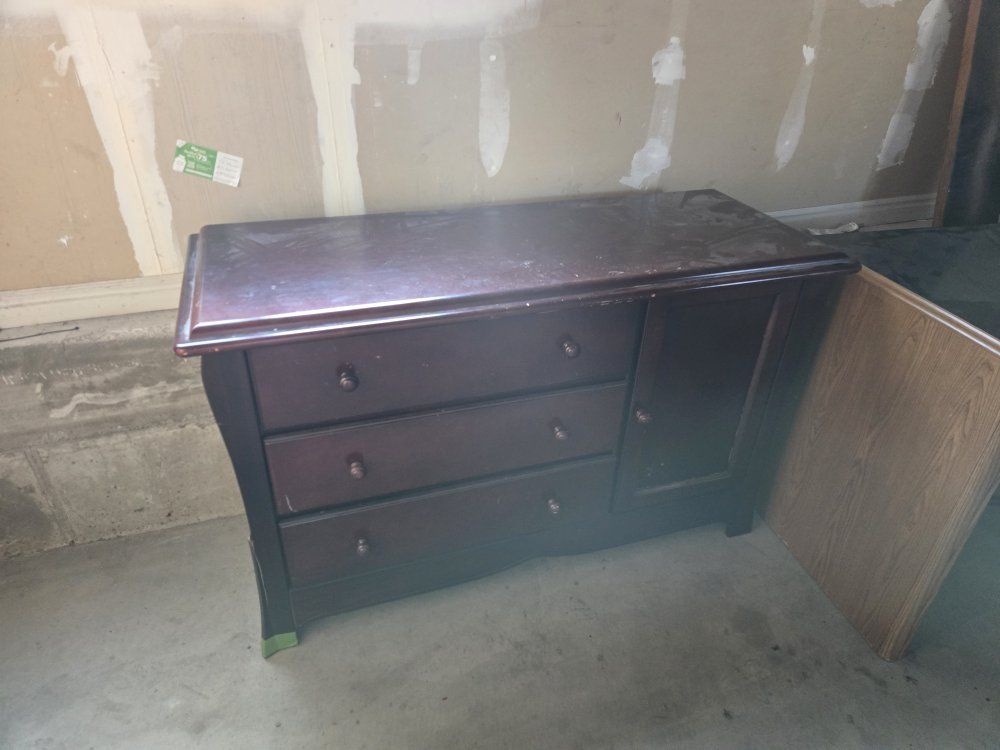 Dresser, table, desk, bed frame, mattress