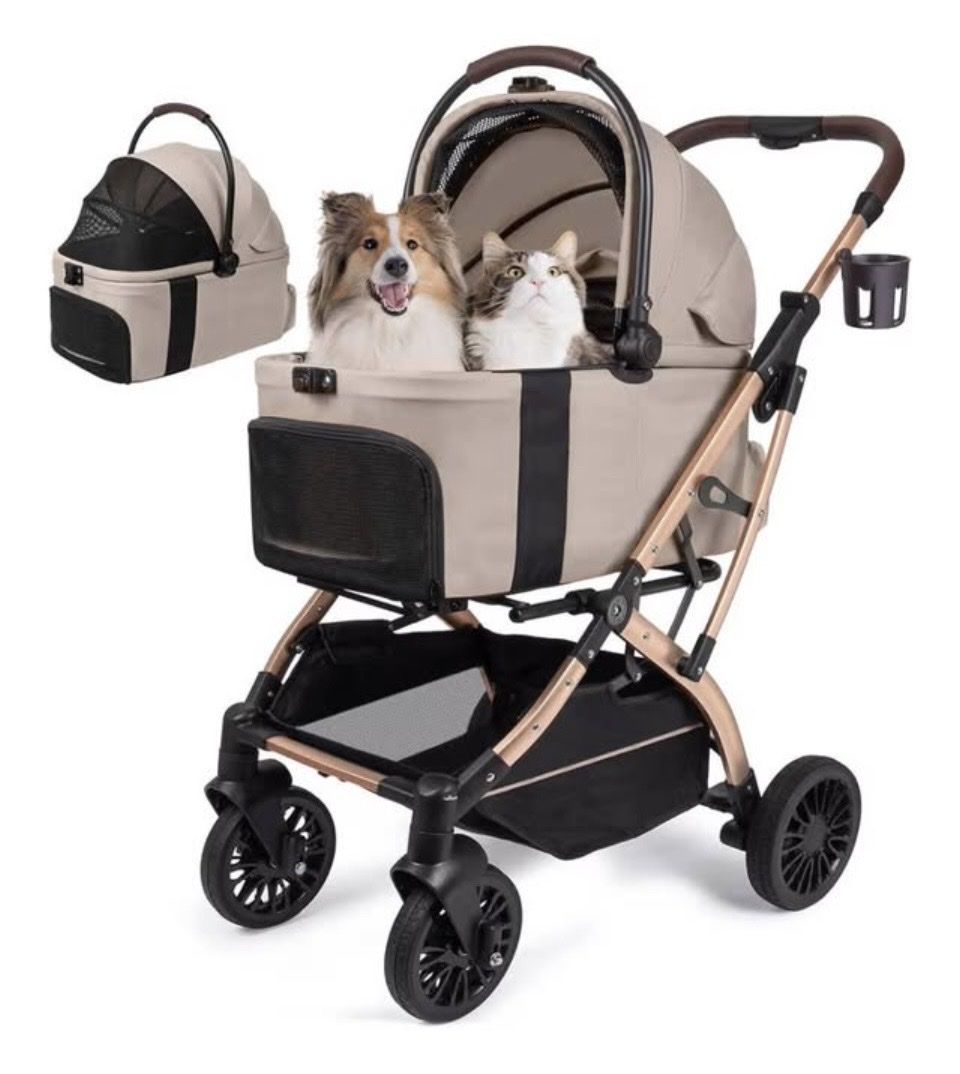 5-in-1 Luxury Pet Stroller and Detachable Carrier