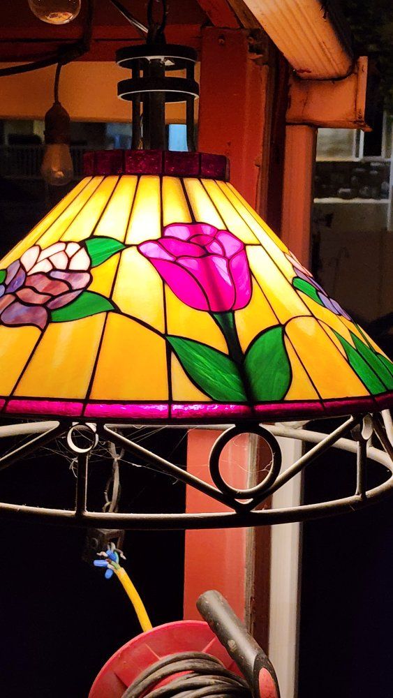 Tiffany style (Faux Stained Glass) Floral Pendant Light OBO