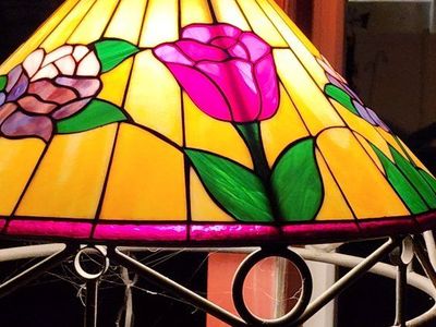 Tiffany style (Faux Stained Glass) Floral Pendant Light OBO
