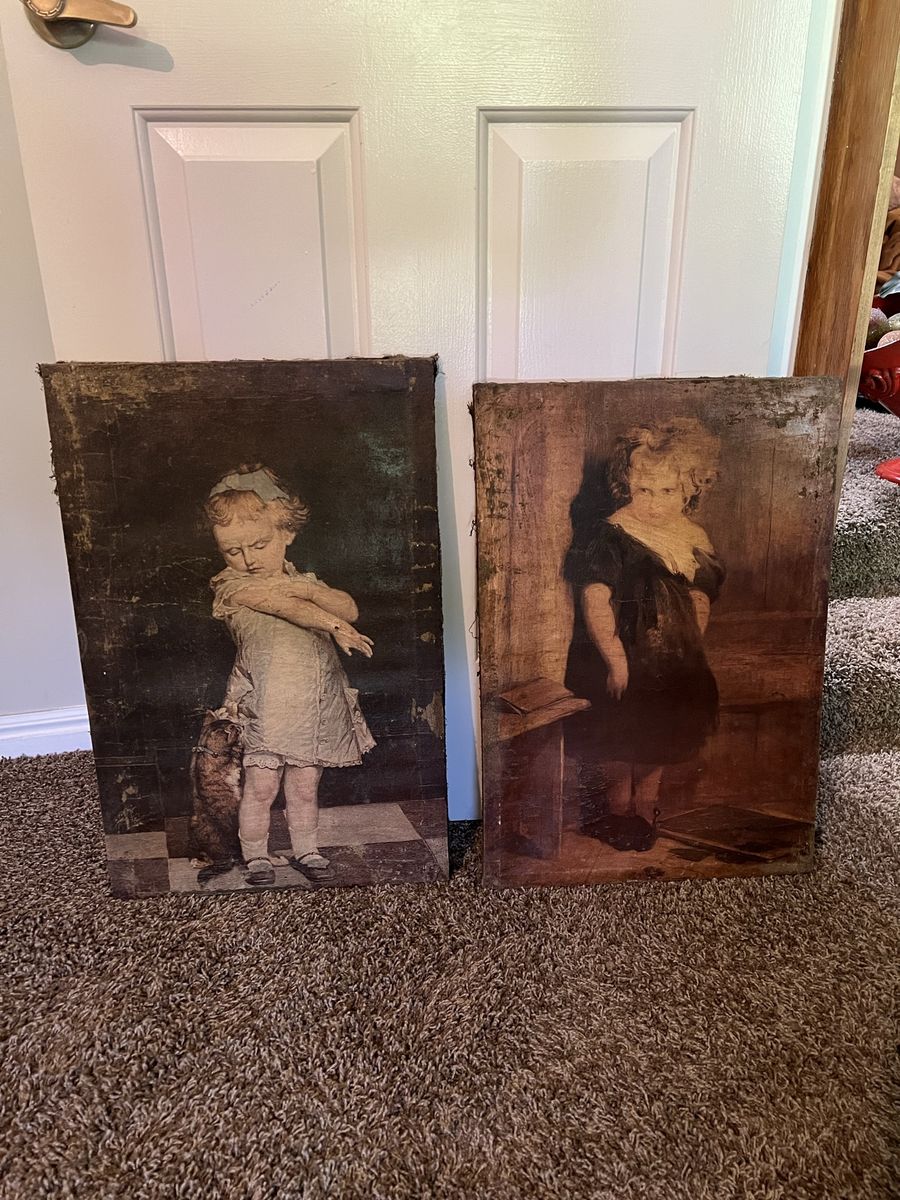 The Black Goose Design Vintage-Style Children's Portrait Wall Art - Set of 2