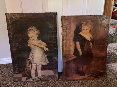 The Black Goose Design Vintage-Style Children's Portrait Wall Art - Set of 2