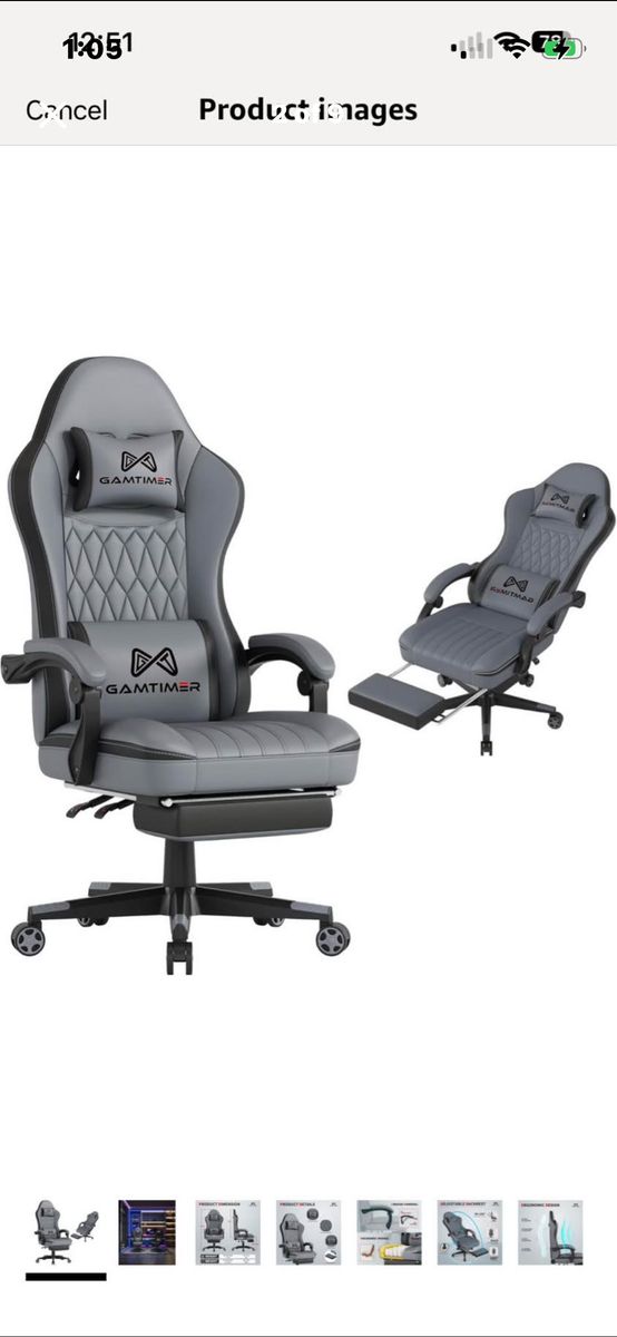 NEW Ergonomic Gaming Computer Chair Footrest Grey