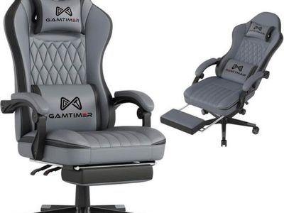 NEW Ergonomic Gaming Computer Chair Footrest Grey