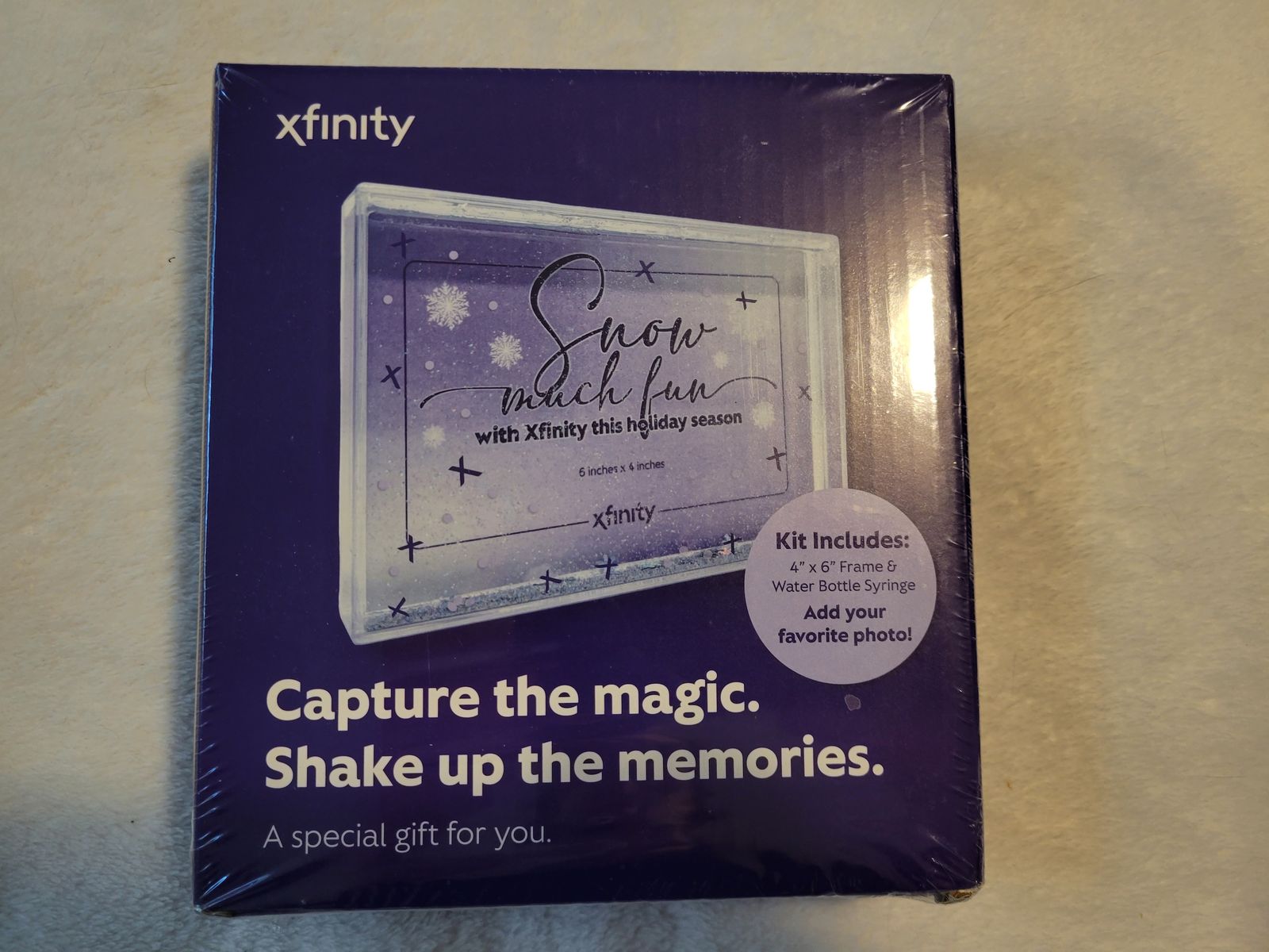 4x6 picture frame. Just add water for a snowglobe-like picture frame