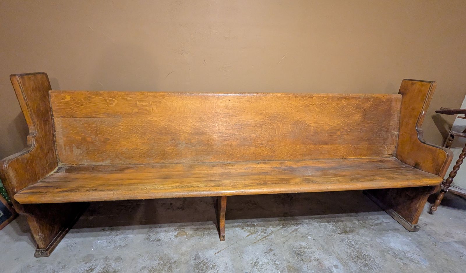 Vintage Solid Oak Church Pew / Entryway Bench - 8 foot