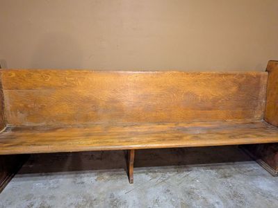 Vintage Solid Oak Church Pew / Entryway Bench - 8 foot