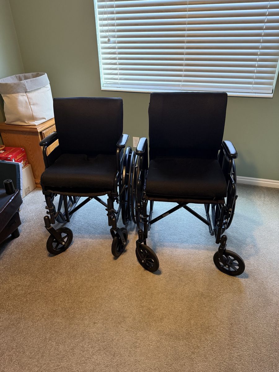 Two wheel chairs w/gel foam cushions