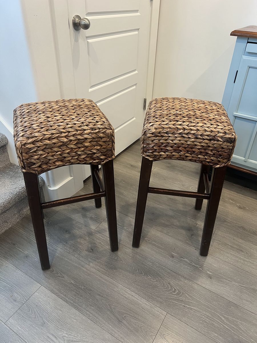 Seagrass Woven Bar Stools – Pair