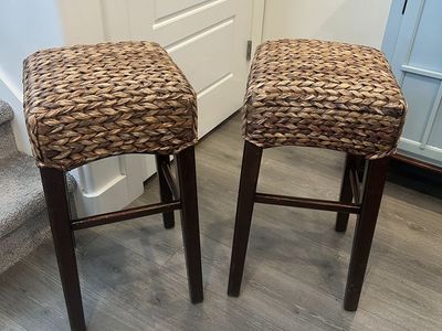 Seagrass Woven Bar Stools – Pair