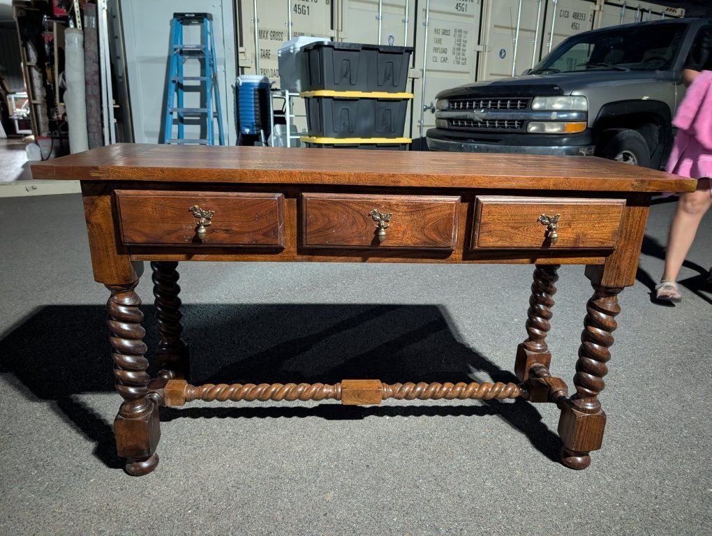 Stunning Geremia 54" Barley Twist Console Table- Don't Miss Out! 