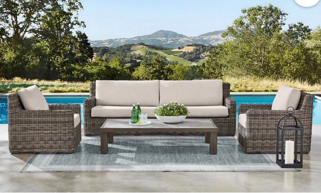 Brand New!! Halstead XL Patio Seating Set... Heavy-Duty Wicker Outdoor Furniture