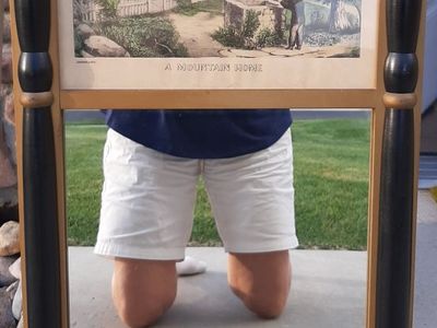 A Mountain Home Currier & Ives vintage print picture with mirror. Size with frame is 14 15/16 " x 28 3/4