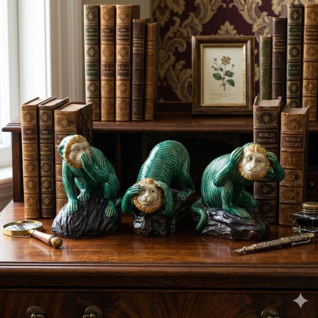 Majolica Monkeys • Hear, Speak, See No Evil