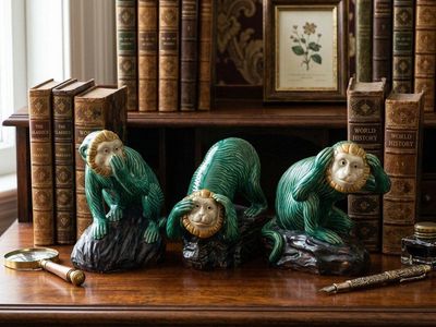 Majolica Monkeys • Hear, Speak, See No Evil