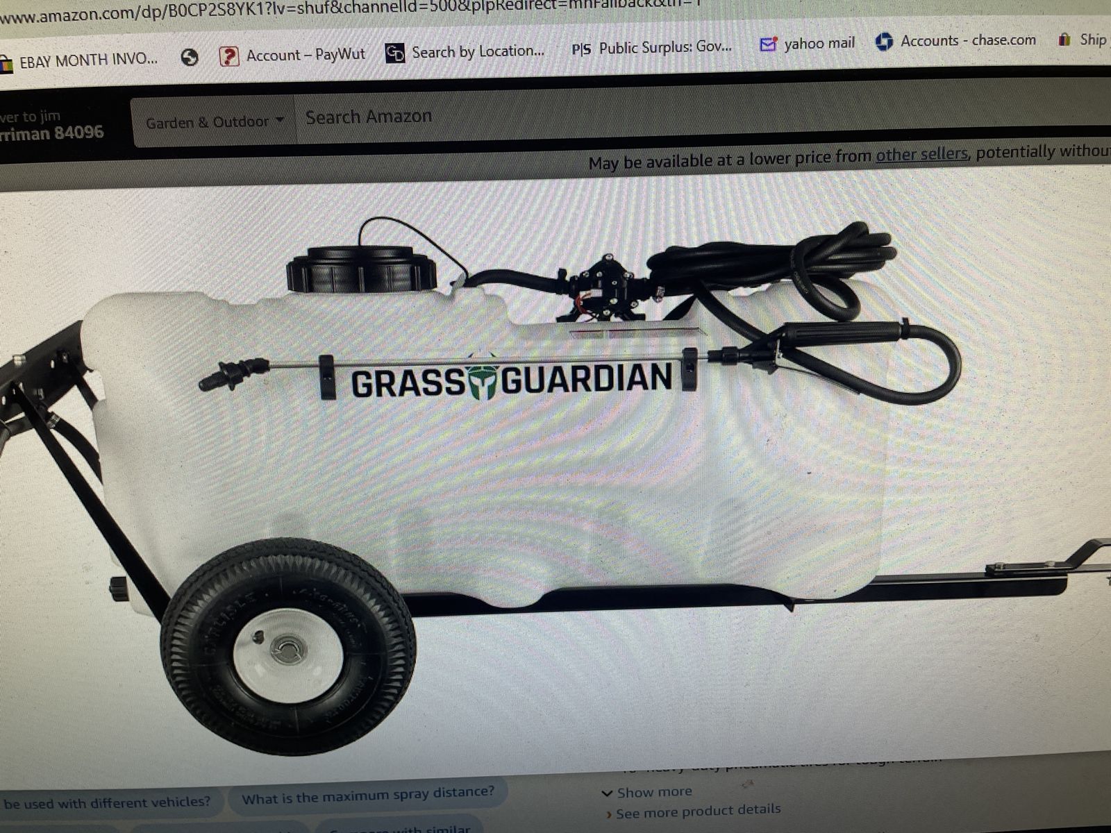 Grass Guardian 25 Gallon Pull-Behind Trailer Broadcast Sprayer - 1.1GPM, 7' Swath
