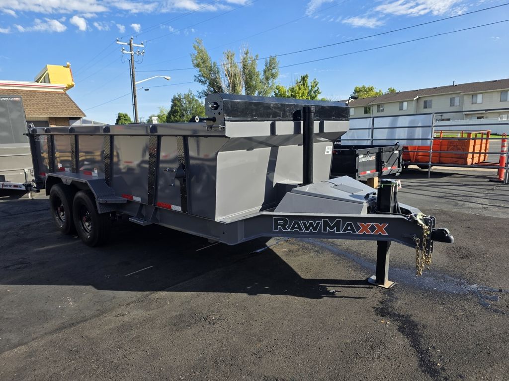 2026 RawMaxx 7X16 LPXT 16K with Hydraulic Jack and Stabilizer Legs Telescopic Dump Trailer
