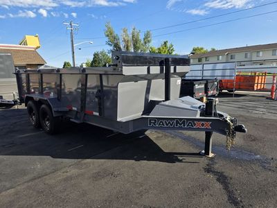 2026 RawMaxx 7X16 LPXT 16K with Hydraulic Jack and Stabilizer Legs Telescopic Dump Trailer