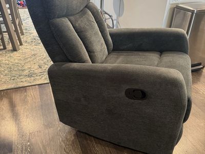 Dark Green/Gray Fabric Recliner Chair with Manual Reclining Handle