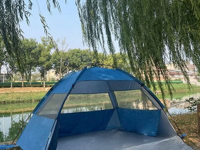 Blue Outdoor Pop-Up Camping Tent Shelter with Extended Floor