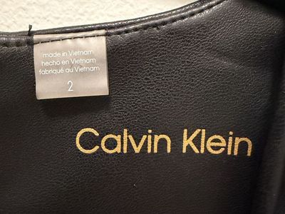 Calvin Klein Women's Black Faux Leather Sleeveless Sheath Dress - Size 2 - Mid-Thigh Length