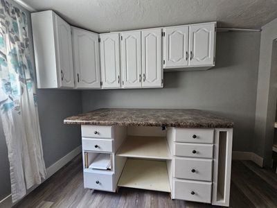craft room cabinets and island