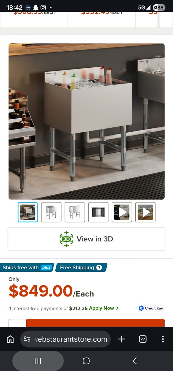 18x24" NEW Regency under bar ice bin