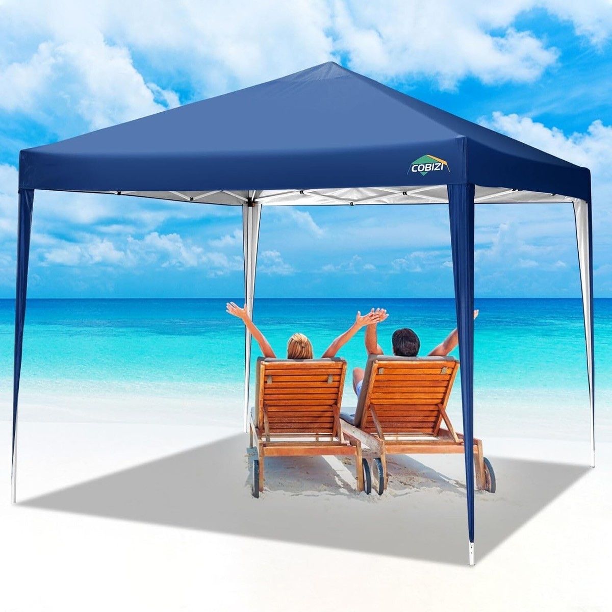 COBIZI Pop-Up Gazebo Canopy Tent Blue 10' x 10' Instant Outdoor Shade Portable