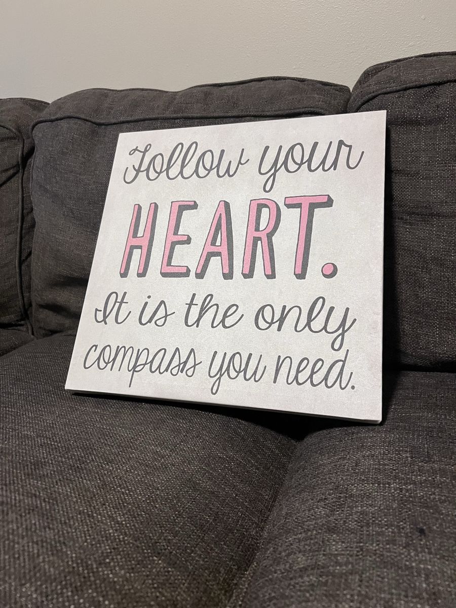 Decorative Wall Art: "Follow Your Heart" Quote Block