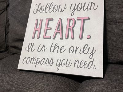 Decorative Wall Art: "Follow Your Heart" Quote Block