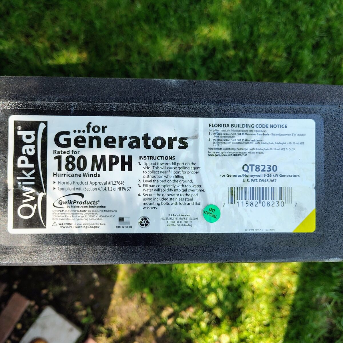 Qwik Pad For Standby Generator - NEW