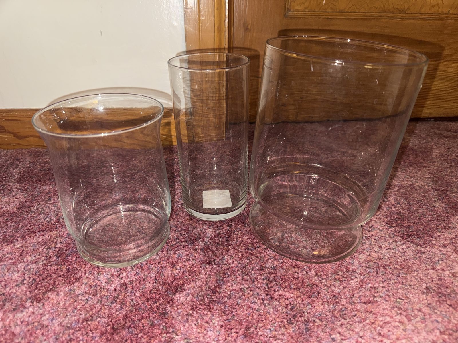 Set of 3 Clear Glass Cylinder Vases / Candle Holders - Various Sizes, Elegant Home Decor