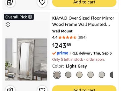 Beautiful Solid Wood Floor Mirror Distressed Light Gray with Detachable Light up Makeup Mirror