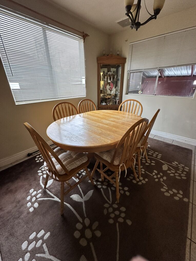 Wood Table And 6 Matching Chairs