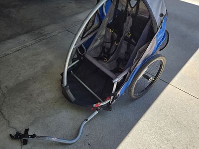 Trek GoBug double seat Bike Trailer & Stroller, Blue/Gray, 2-Child Seater