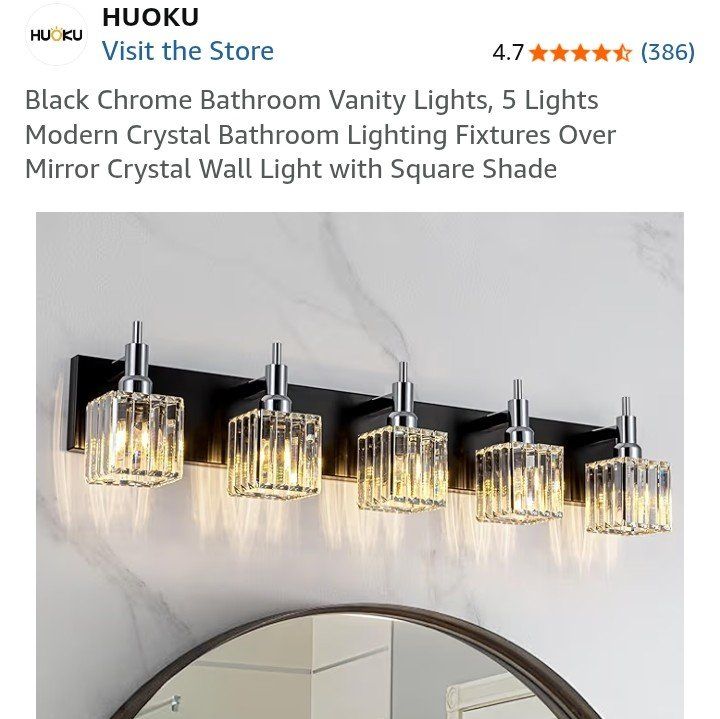 5 Light Chrome and Black Vanity Fixture (NEW)