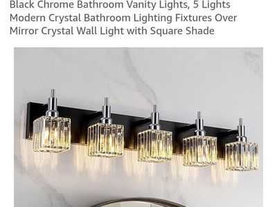 5 Light Chrome and Black Vanity Fixture (NEW)