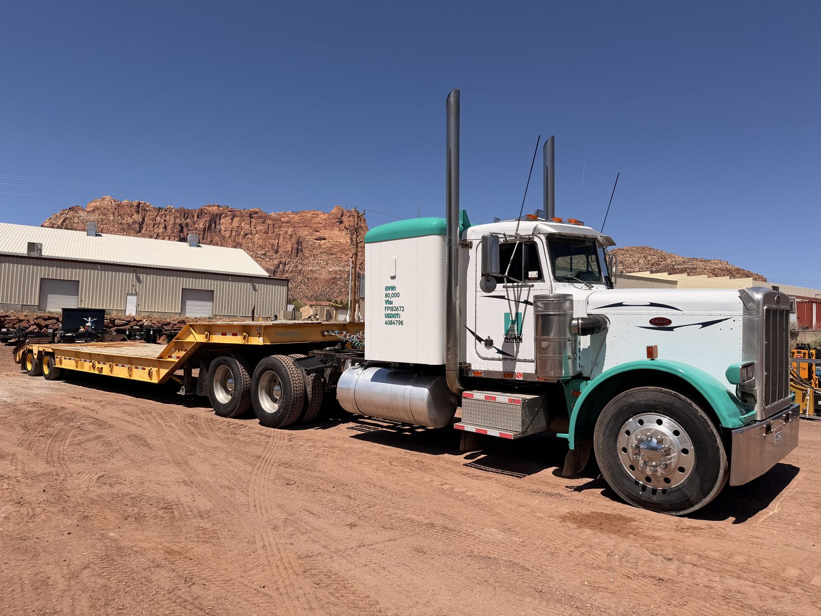 1985 Peterbilt 359 & 1997 Load King Equipment Trailer