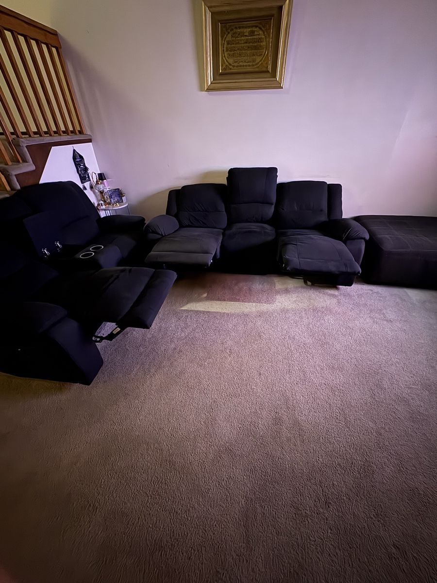 Black Reclining Sofa w/ Console & Cupholders