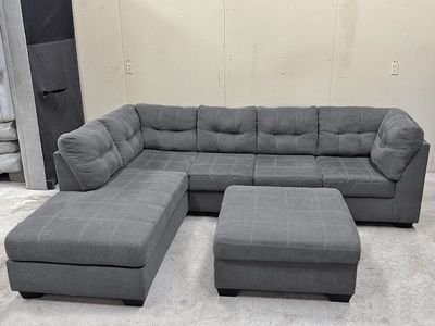 (New) Dark Gray Sectional & Ottoman - Free Delivery