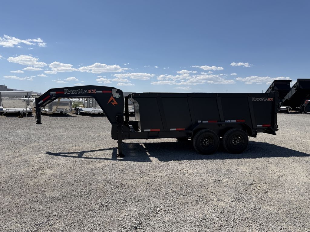 2026 RawMaxx 7x14 14k LPX Low-Pro 13lb I-Beam Gooseneck Telescopic Dump Trailer