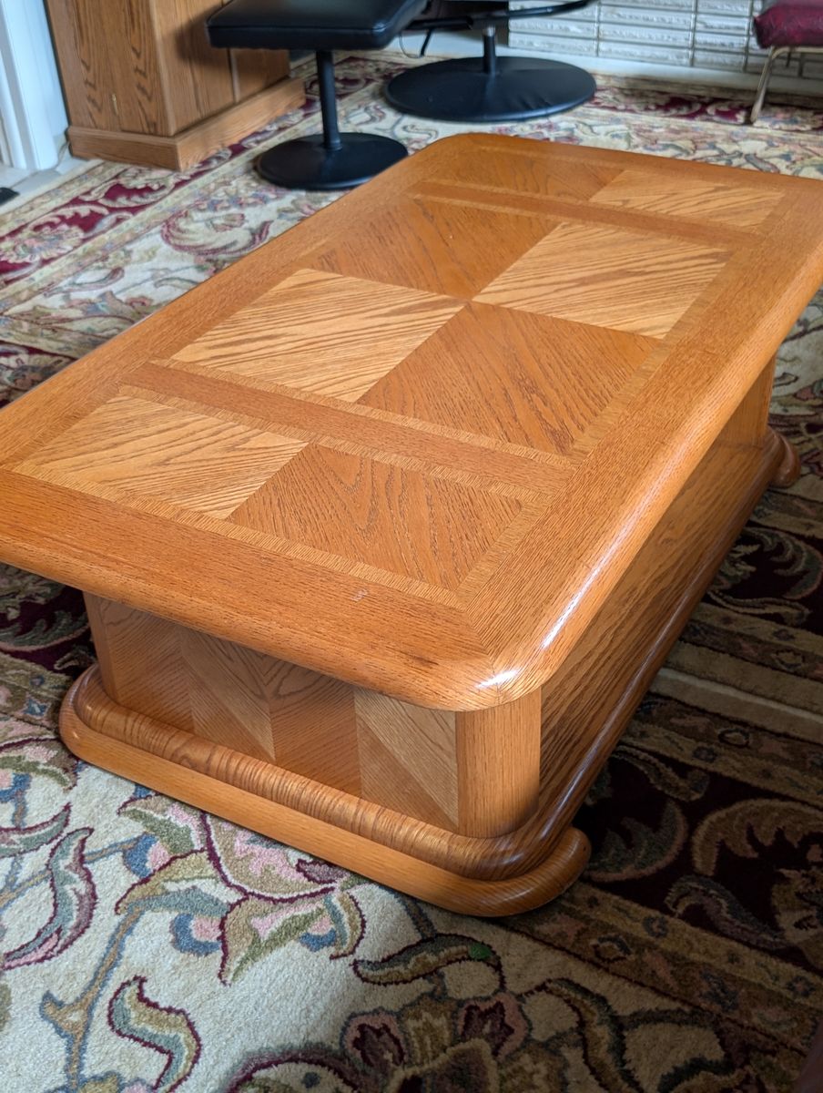 Oak Lift Top Coffee Table and End Table