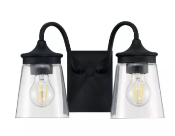 NEW BLACK 2 LIGHT VANITY LIGHT (2 AVAILABLE)