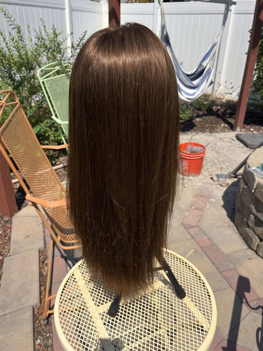 Long Medium Brown Straight Human Hair Wig