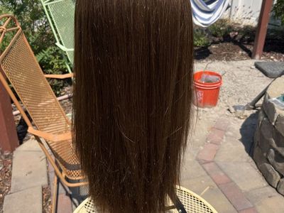 Long Medium Brown Straight Human Hair Wig