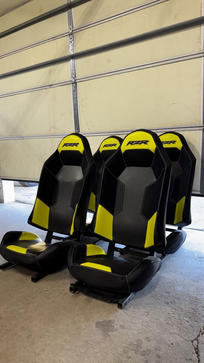 Polaris RZR Factory Seats Black/Yellow Set of 4 with Brackets