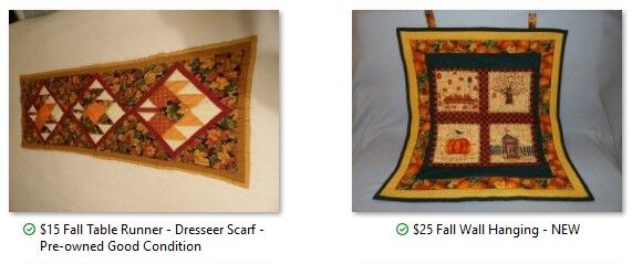 Handmade Fall Quilted Wall Hanging Decor and Fall Table Runner/Dresser Scarf Decoration