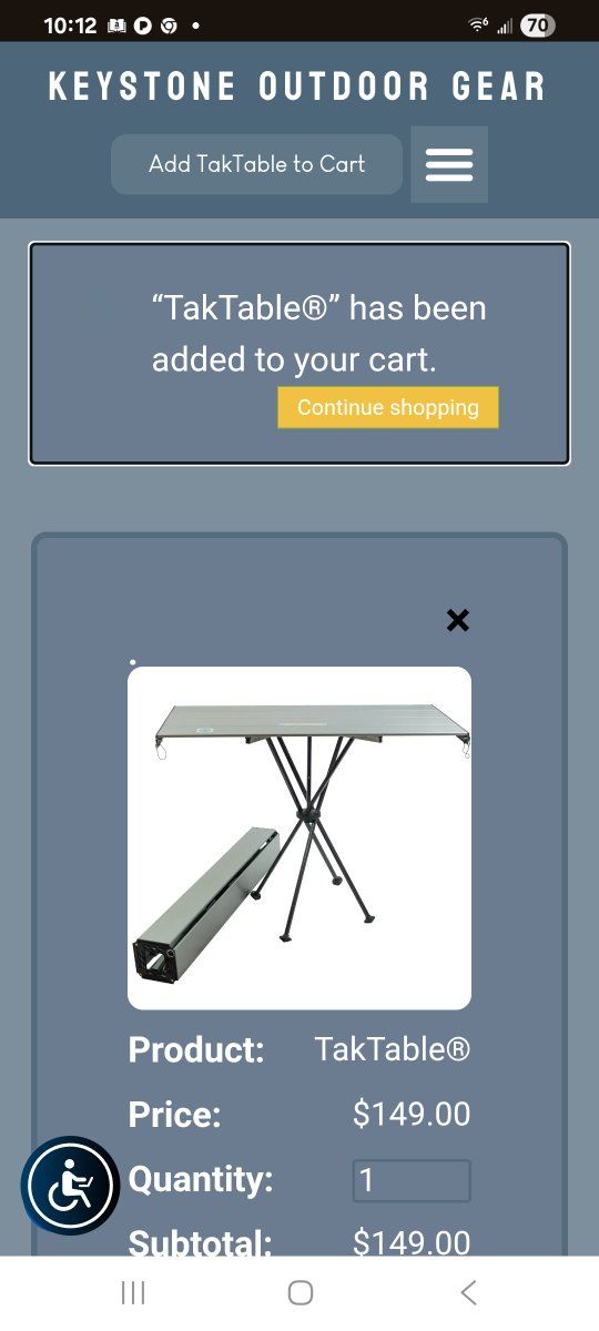 Keystone Outdoor Gear TakTable Portable Aluminum Camping Table